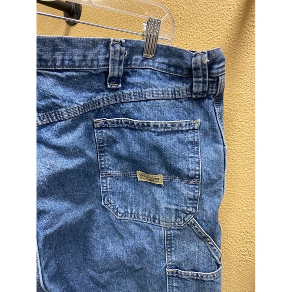 Wrangler Carpenter Denim Shorts Mens Size 40 Blue Cotton Utility Workwear - Picture 2 of 6
